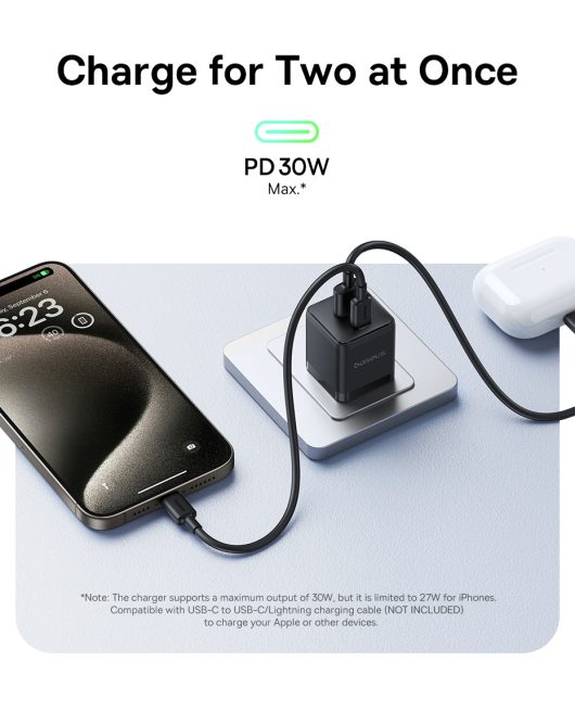 Củ Sạc Nhanh 30w BASEUS U+C PD Palm Nhỏ Gọn Chống Quá Dòng Quá Tải Nhiệt Bảo Vệ Người Dùng Cho Iphone iPad Oppo Xiaomi Honor SamSung Google