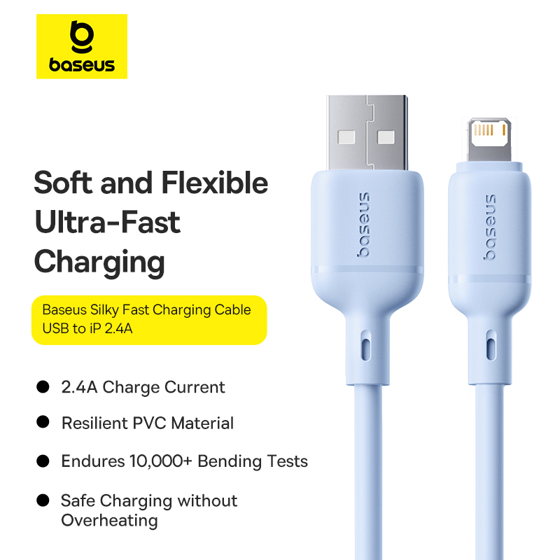 Cáp Sạc BASEUS 2.4a Silky Cho iPhone Kiểm Soát Nhiệt Độ Sạc Truyền Data Cáp Sạc BASEUS 2.4a Silky Cho iPhone Kiểm Soát Nhiệt Độ Sạc Truyền Data - Ảnh 2