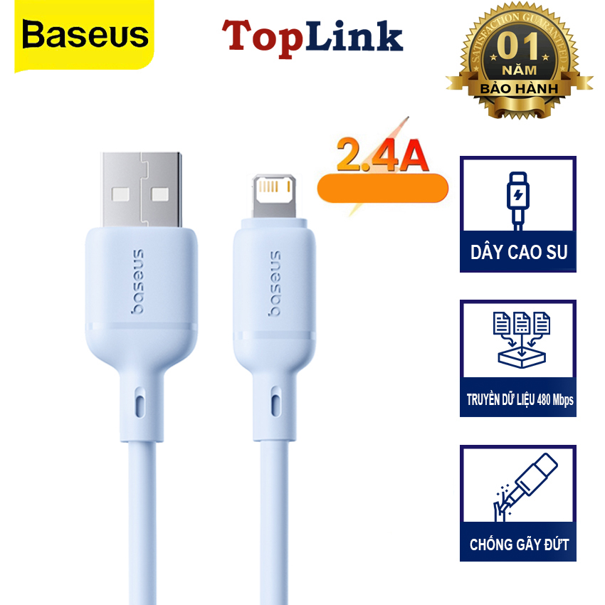 Cáp Sạc BASEUS 2.4a Silky Cho iPhone Kiểm Soát Nhiệt Độ Sạc Truyền Data