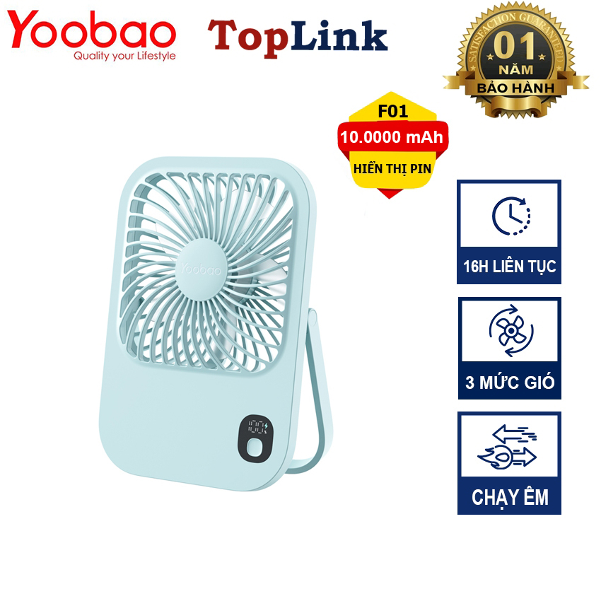 Quạt Mini Tích Điện YOOBAO F01 Plus 10.000mah Thời Gian Sử Dụng 43h