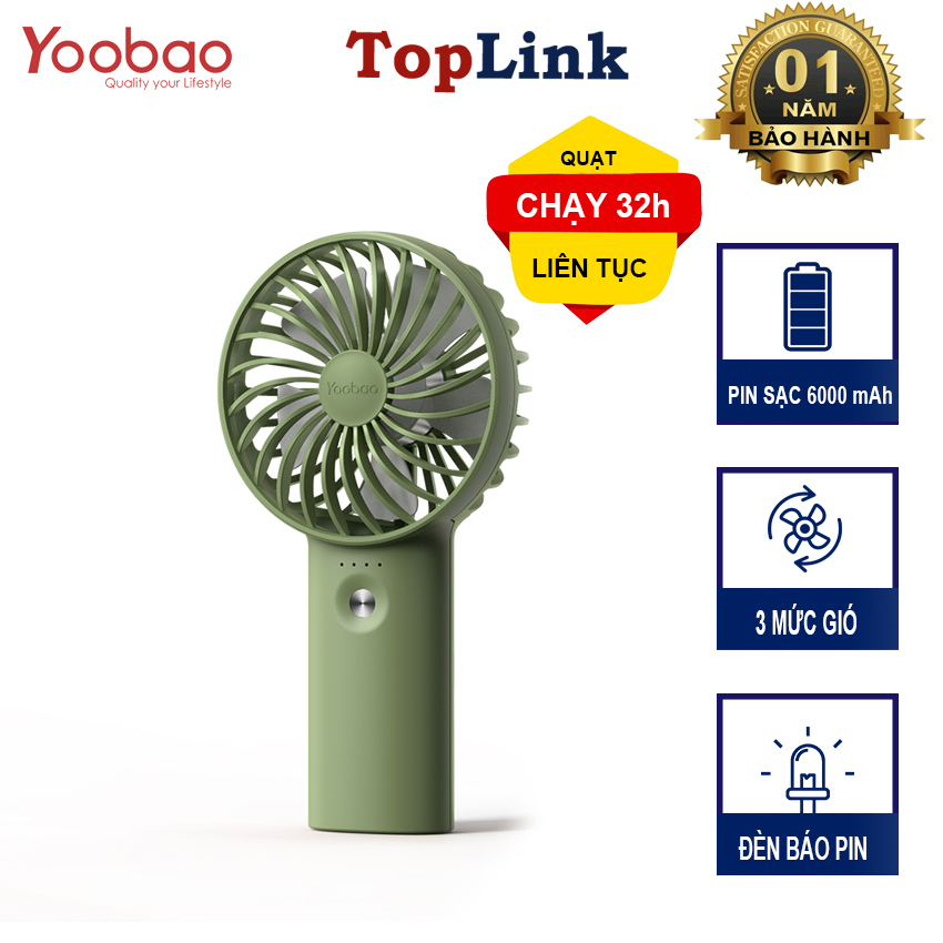 Quạt Tích Điện YOOBAO F3 3000mAh - 6000mAh Cầm Tay Pin Trâu 32h