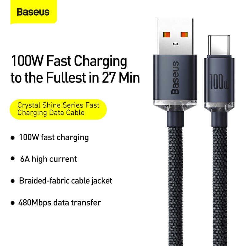 Alternative view of Cáp Sạc Nhanh 100W Baseus USB to Type C Dây Bọc Dù Quick Charge 3.0