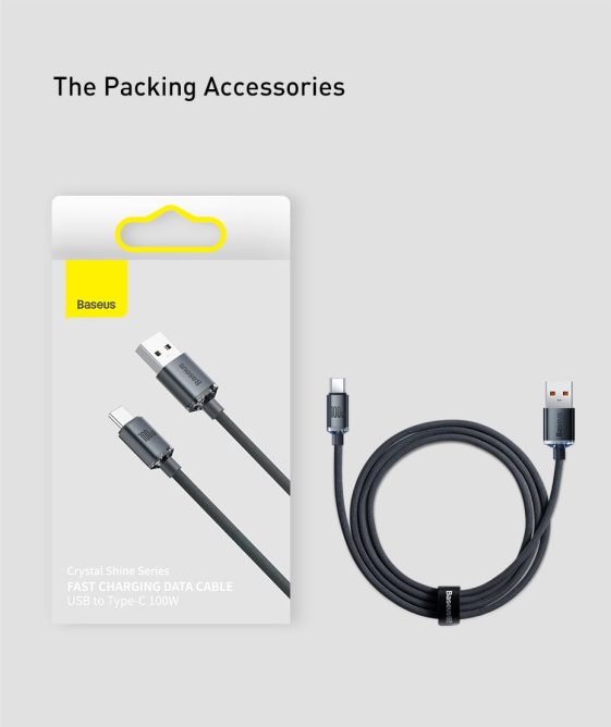 Cáp Sạc Nhanh 100W Baseus USB to Type C Dây Bọc Dù Quick Charge 3.0 Công Suất Lớn
