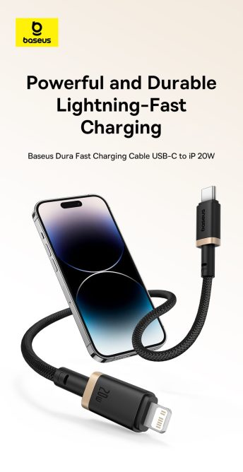 Cáp Sạc Nhanh PD 20w Baseus Dura Type C to Lightning Bọc Dù Truyền Data 480Mbps