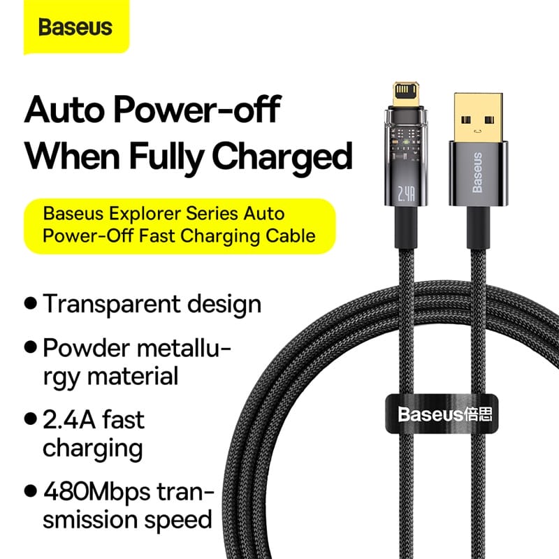 Alternative view of Cáp Sạc Tự Ngắt Baseus 2.4A USB to Lightning Power Off Bảo Vệ Pin