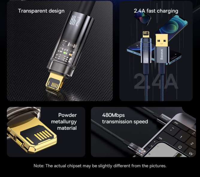 Cáp Sạc Tự Ngắt Baseus 2.4A USB to Lightning Auto Power Off Bảo Vệ Pin