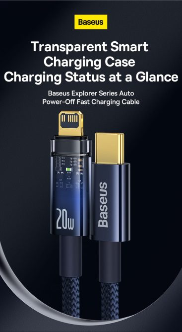 Cáp Sạc Tự Ngắt Baseus 20W Type C to Lightning Auto Power Off Bảo Vệ Pin