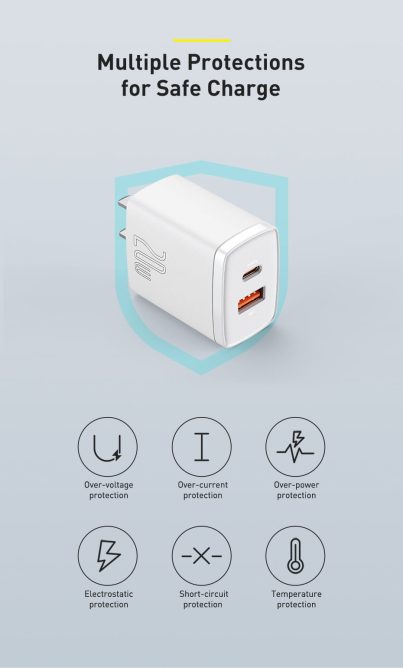 Củ Sạc Nhanh 20w Baseus Chính Hãng Cổng USB + Type C Tích Hợp PD/QC 3.0 Cho Điện Thoại