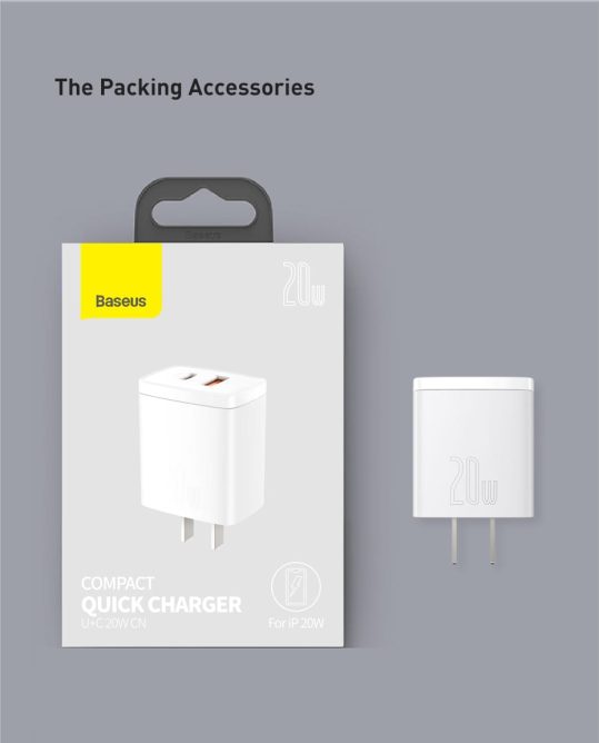 Củ Sạc Nhanh 20w Baseus Chính Hãng Cổng USB + Type C Tích Hợp PD/QC 3.0 Cho Điện Thoại