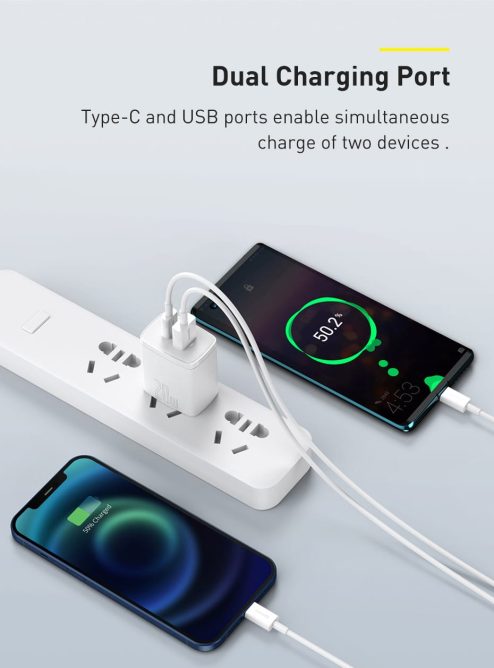 Củ Sạc Nhanh 20w Baseus Chính Hãng Cổng USB + Type C Tích Hợp PD/QC 3.0 Cho Điện Thoại