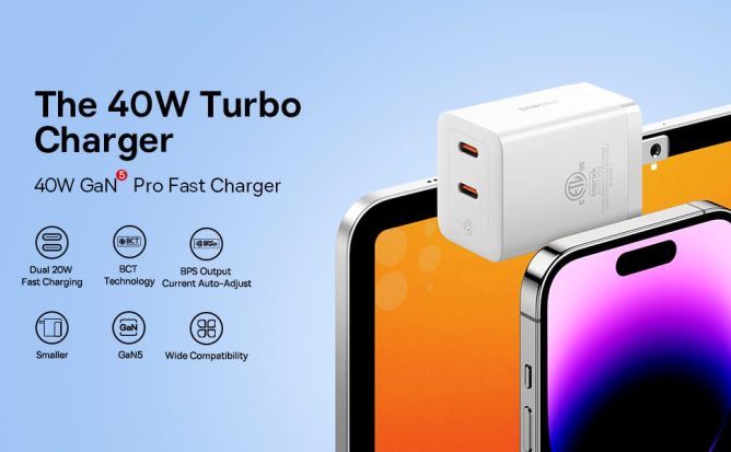 Củ Sạc nhanh 40W BASEUS GaN5 Pro 40W Type C + Type C Chuẩn PD Fast Charger