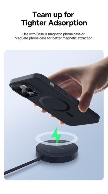 Đế Sạc Nhanh Không Dây 15w Baseus Simple Mini4 QI2 Hít Nam Châm Mạnh Mẽ