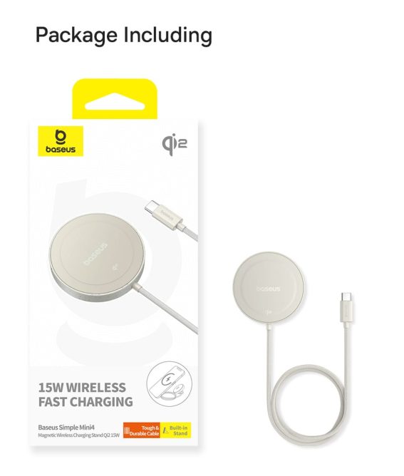 Đế Sạc Nhanh Không Dây 15w Baseus Simple Mini4 QI2 Hít Nam Châm Mạnh Mẽ