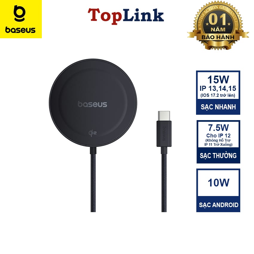 Đế Sạc Nhanh Không Dây 15w Baseus Simple Mini4 QI2 Hít Nam Châm Mạnh