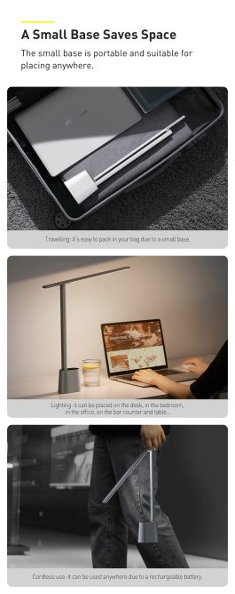 Đèn Học Chống Cận BASEUS Để Bàn Gấp Gọn Cảm Ứng Tích Điện Pin 2200mah Sử Dụng Tối Đa 13h Chất Lượng Cao