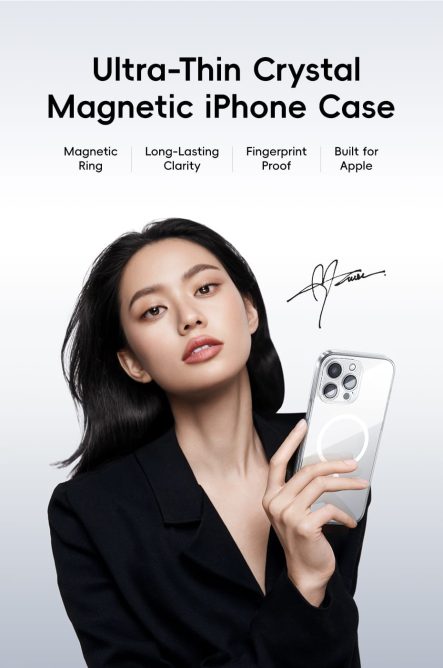 Ốp Điện Thoại Iphone Baseus Từ Tính Magsafe Cao Cấp Siêu Mỏng 1mm Trong Suốt Chống Bám Vân Tay Kèm Kính Cường Lực HD