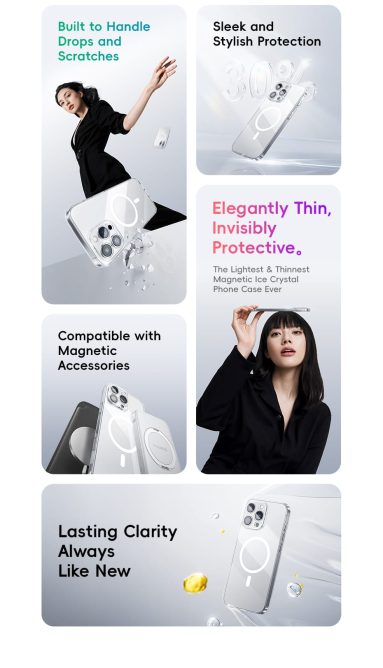 Ốp Điện Thoại Iphone Baseus Từ Tính Magsafe Cao Cấp Siêu Mỏng 1mm Trong Suốt Chống Bám Vân Tay Kèm Kính Cường Lực HD