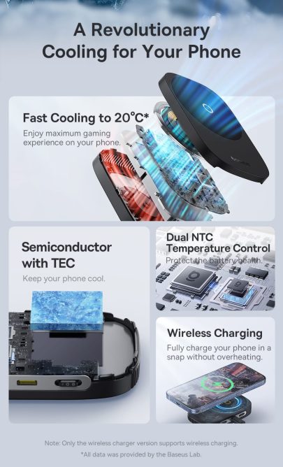 Quạt Tản Nhiệt Sò Lạnh Baseus Magpro II Kiêm Đế Sạc Ko Dây 15w Hít Nam Châm Làm Mát 20 Độ