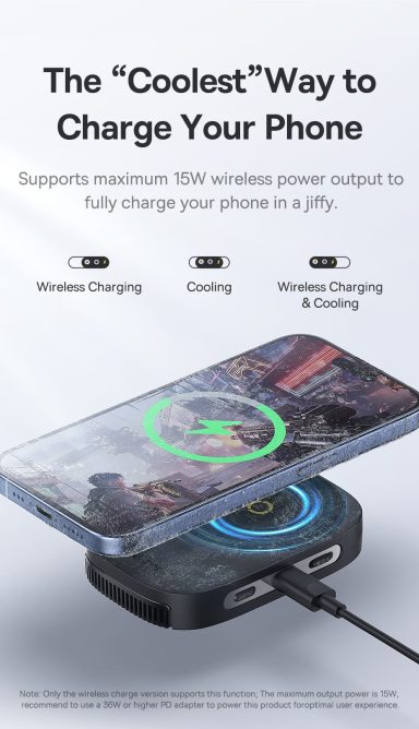 Quạt Tản Nhiệt Sò Lạnh Baseus Magpro II Kiêm Đế Sạc Ko Dây 15w Hít Nam Châm Làm Mát 20 Độ