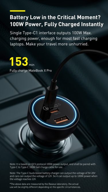 Tẩu Sạc Nhanh Ô Tô Công Suất 160W Baseus Qualcomm Quick Charger USB + 2 Type C