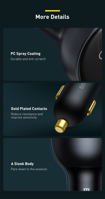Tẩu Sạc Nhanh Ô Tô Công Suất 160W Baseus Qualcomm Quick Charger USB + 2 Type C