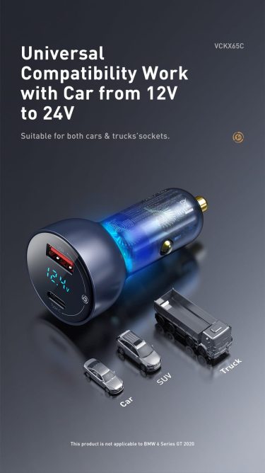 Tẩu Sạc Nhanh Ô Tô Công Suất 65W Baseus Particular Digital Display QC + PPS Dual Quick Charger