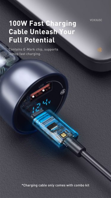 Tẩu Sạc Nhanh Ô Tô Công Suất 65W Baseus Particular Digital Display QC + PPS Dual Quick Charger