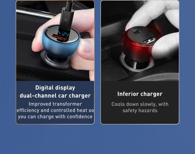 Tẩu Sạc Nhanh Ô Tô Công Suất 65W Baseus Particular Digital Display QC + PPS Dual Quick Charger