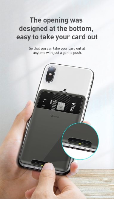 Ví Đựng Thẻ Gắn Lưng Điện Thoại BASEUS Case Đựng Thẻ Siêu Mỏng Gắn Lưng Điện Thoại Silicon Dính 3M Chắc Chắn