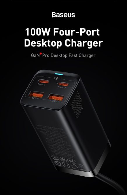 Bộ Sạc Nhanh Baseus 100w GaN3 Pro Desktop Fast Charger 4 In 1 Cho Laptop Điện Thoại