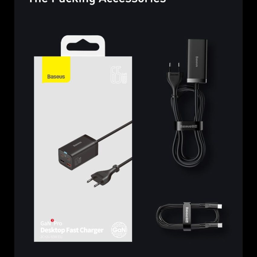 Bo Sac Nhanh Baseus 65w GaN3 Pro Desktop Fast Charger 4 In 1 Cho Laptop Dien Thoai 66