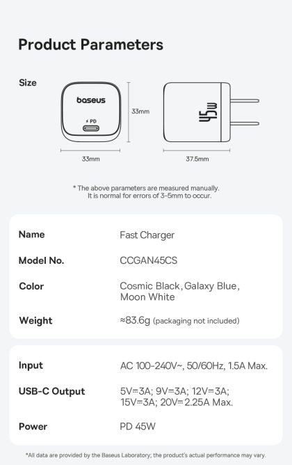 Củ Sạc Nhanh Baseus PicoGo 45W Sạc PD3.0 Siêu Nhỏ An Toàn Cho Điện Thoại Laptop Củ Sạc Nhanh Baseus PicoGo 45W Sạc PD3.0 Siêu Nhỏ An Toàn Cho Điện Thoại Laptop