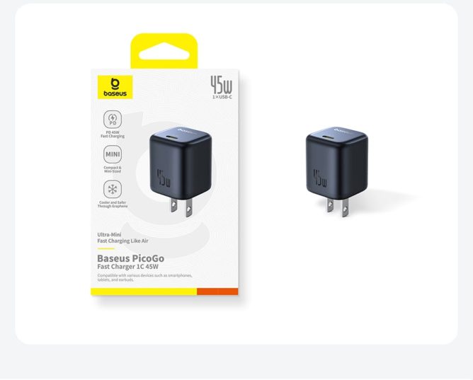 Củ Sạc Nhanh Baseus PicoGo 45W Sạc PD3.0 Siêu Nhỏ An Toàn Cho Điện Thoại Laptop Củ Sạc Nhanh Baseus PicoGo 45W Sạc PD3.0 Siêu Nhỏ An Toàn Cho Điện Thoại Laptop