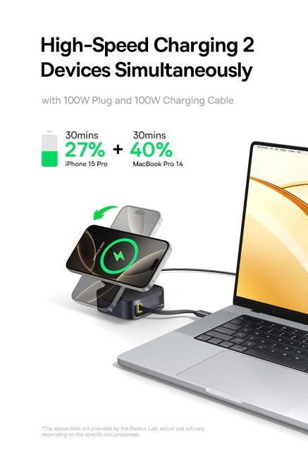 Đế Sạc Không Dây 67w Baseus MagPro 2 IN 1 Magnetic Wireless Charger Cho IPhone, Airpod và Apple Watch