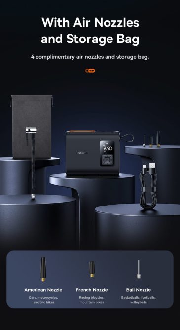 Máy Bơm Hơi Lốp Xe Ô Tô Baseus CG007 Mega Energypump Không Dây Pin 6000mah