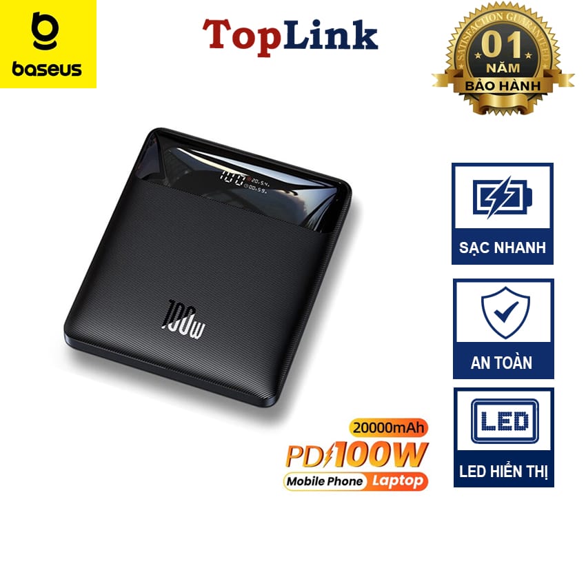 Pin Sạc Dự Phòng Baseus 20000mAh 100W Siêu Nhanh Cho Điện Thoại Laptop
