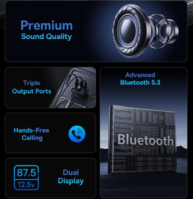Tẩu Nghe Nhạc Baseus S-09 Pro Series Car Dành Cho Xe Hơi, Tích Hợp Đài FM